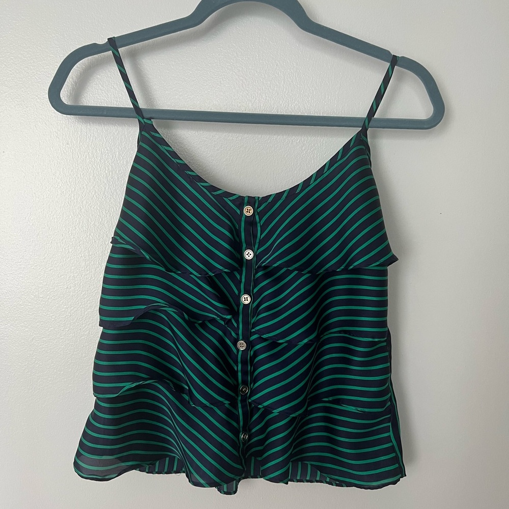 Striped Green and Black Women's Top